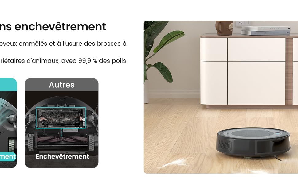 Робот-пилосос LEFANT M2Plus з функцією миття підлоги, 6000Pa, LiDAR-навігація, самоочищення, ідеально для шерсті тварин