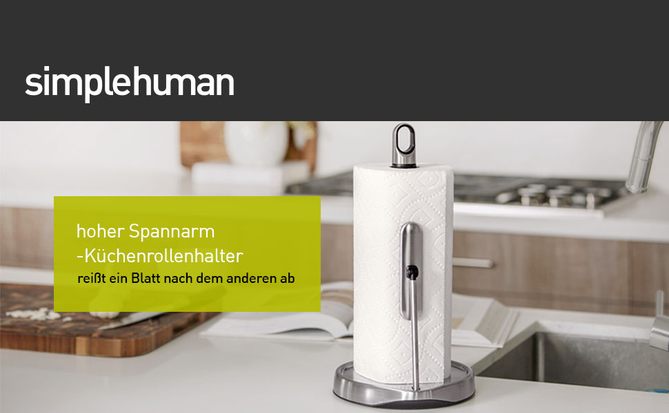 Тримач для паперових рушників simplehuman KT1203, підлоговий диспенсер з матової нержавіючої сталі, для рулонів до 28 см