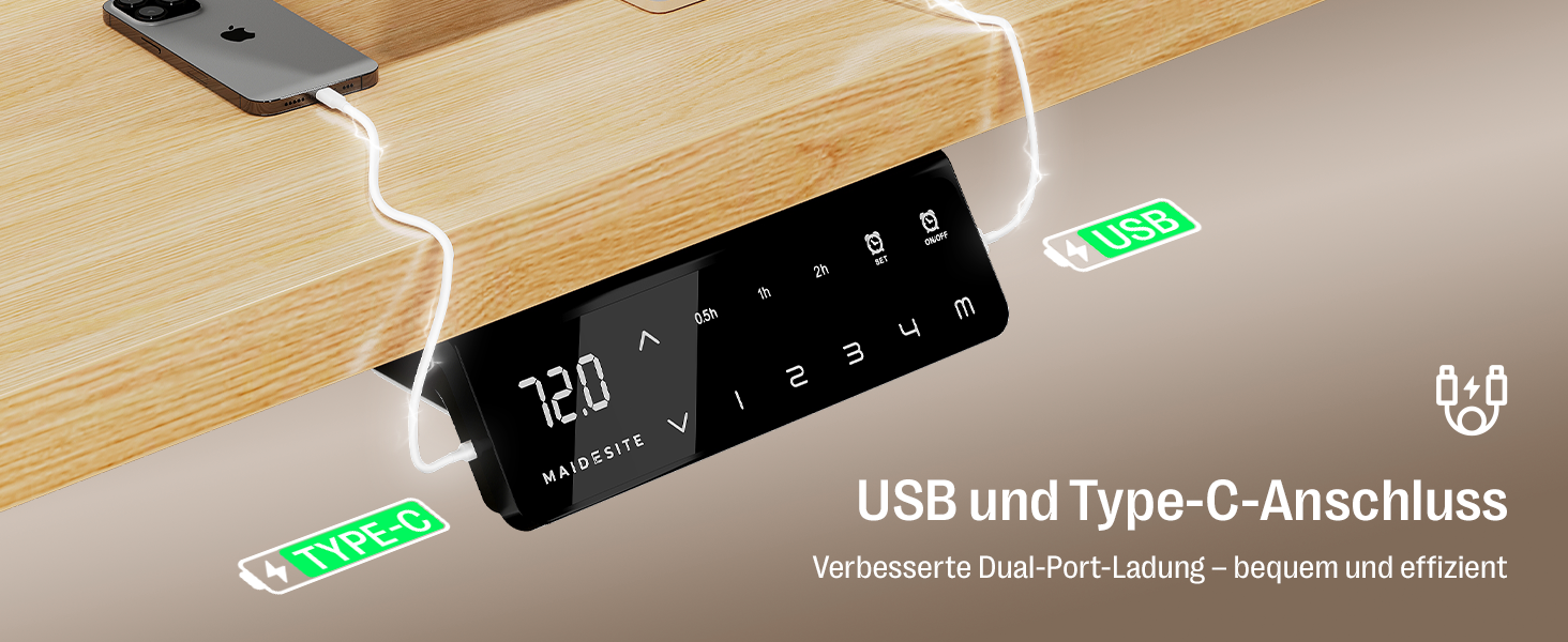 Регульований стіл MAIDeSITe S2 Pro (160x80 см) - електричний, з підняттям, чорний каркас, білий стіл, 160 кг, з захистом від зіткнень