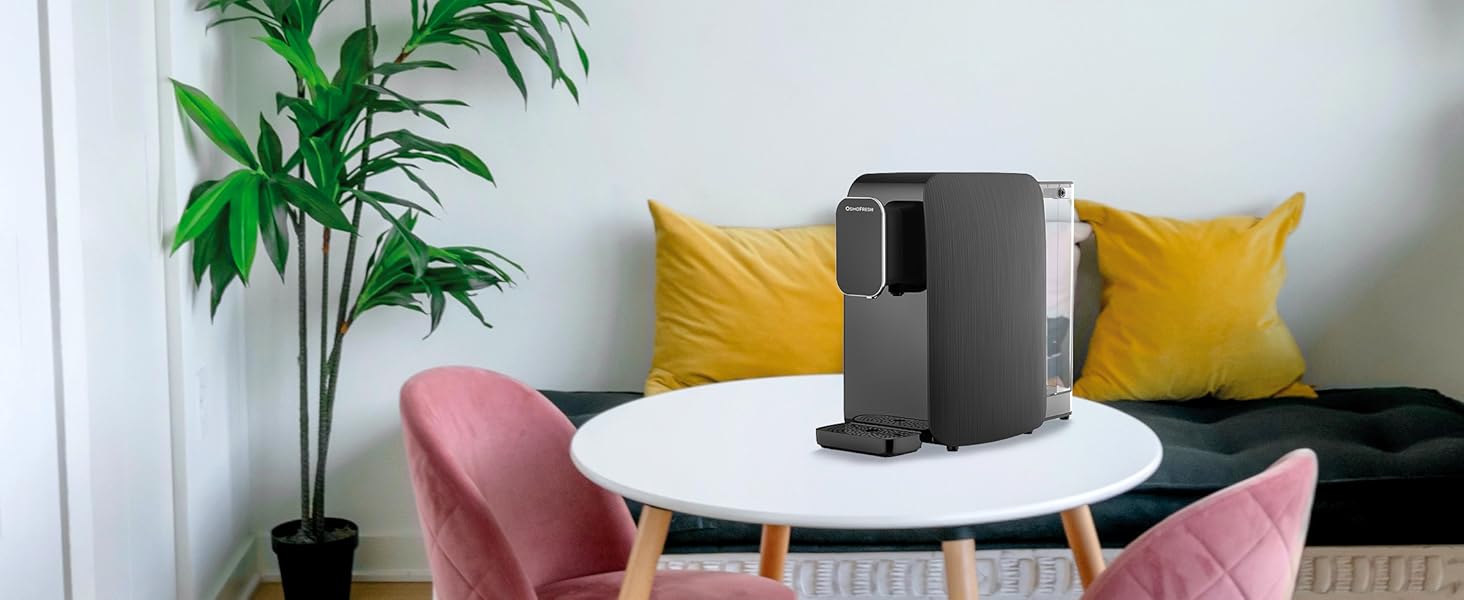 Система зворотного осмосу OsmoFresh Quella Life BLACK EDITION з 6 рівнями температури (15-100°C), мобільна, без підключення до водопроводу, 5-ступенева фільтрація, фільтр для питної води без солей