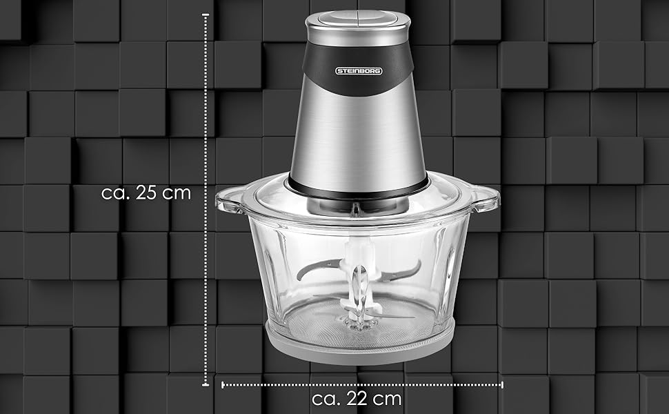 Електричний подрібнювач потужний Multizerkleinerer Blitzhacker 500W 1.8л зі скляною чашею - універсальний кухонний комбайн для приготування дитячого харчування, горіхів, овочів, фруктів та м'яса