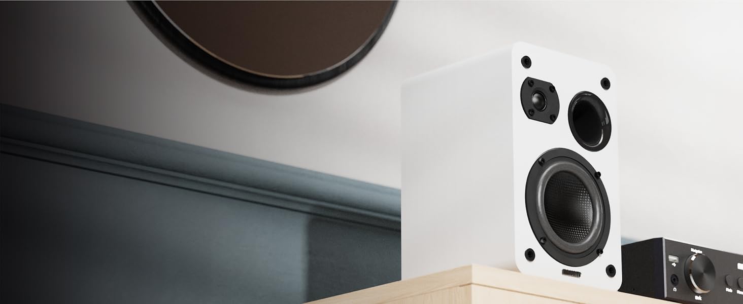 Bluetooth колонка Majority D70X 70W з HDMI ARC, пультам ДК та двома драйверами (біла) - активні монітори для ПК, DJ, студії