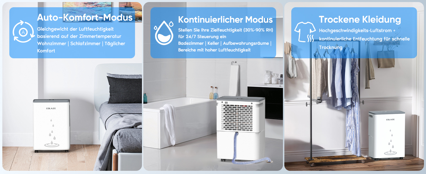 Електричний осушувач повітря COLAZE 20л/24г, для дому, підвалу, квартири, 150 м³ (50 м²), тихий, 20л-NEW