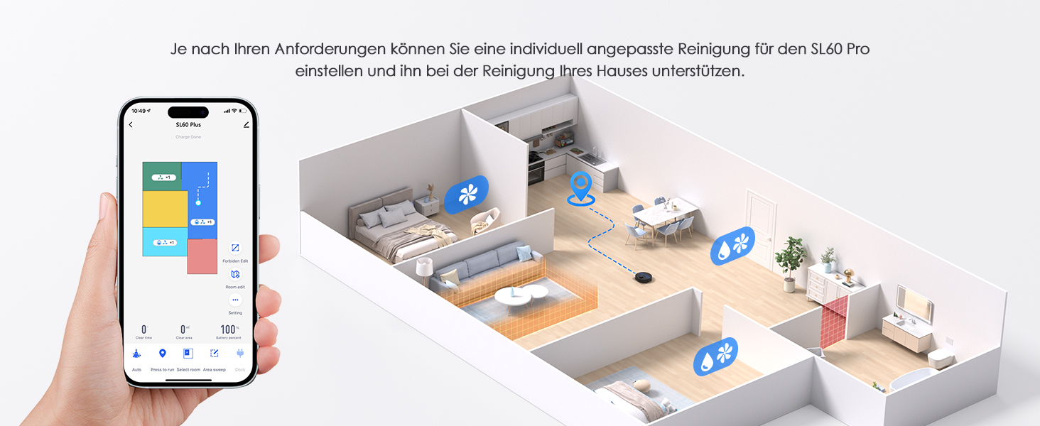 Робот-пилосос Lubluelu SL60 Pro 3-в-1 з док-станцією, Lasernavigation, APP управління, 4500Pa, для твердих поверхонь, килимів, шерсті тварин