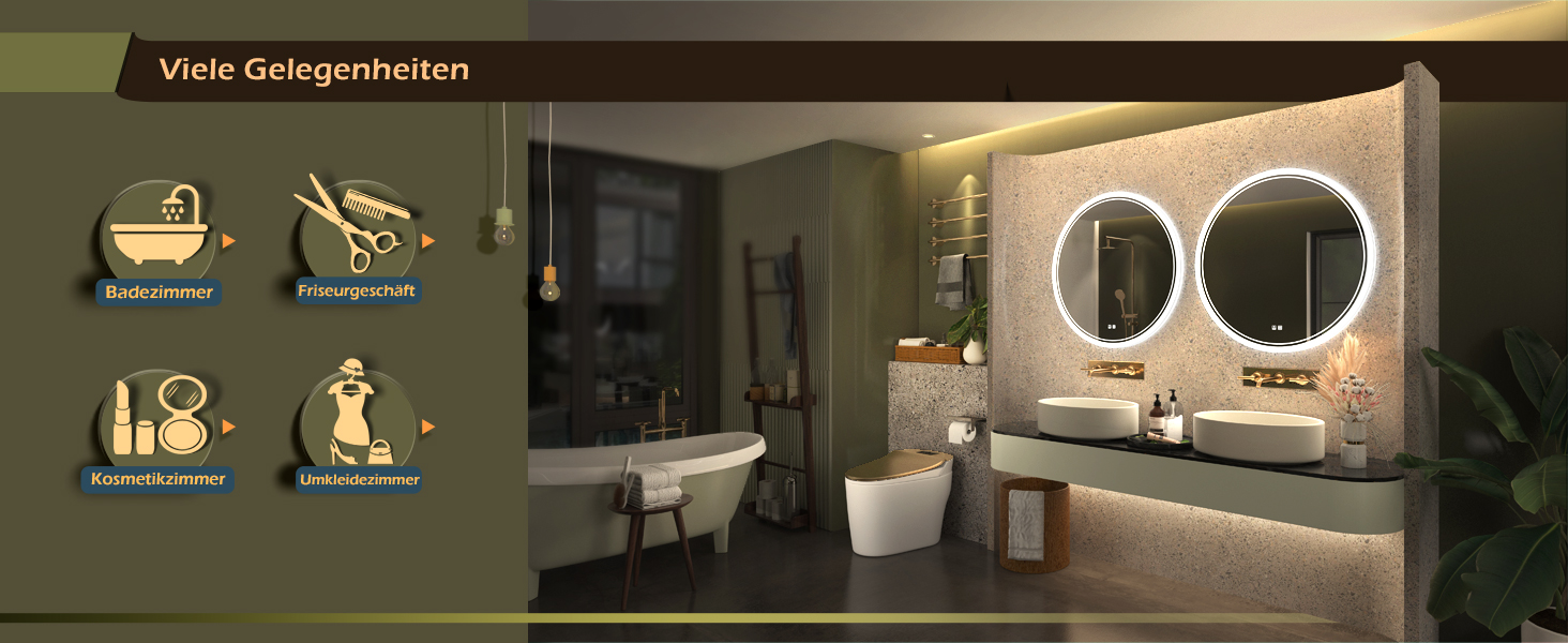 LED дзеркало для ванної кімнати KWW, регульована колірна температура, протитуманне, диммування, 60x60 см