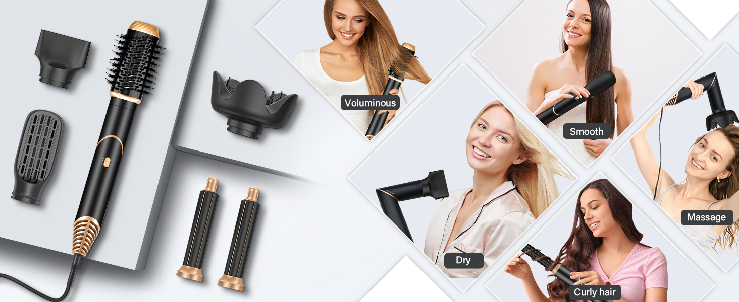 Фен GAOEEIN Air Styler 6 в 1 Magic Twist, 110 000 об/хв, швидке сушіння, для всіх типів волосся