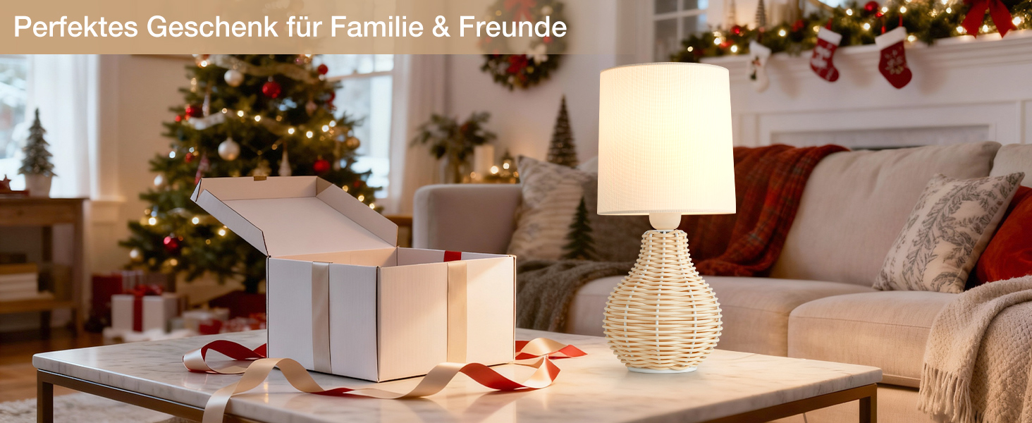 Настільна лампа GyroVu 2 шт. з ротангу, Бохо стиль, цоколь E27, для спальні, вітальні, читання