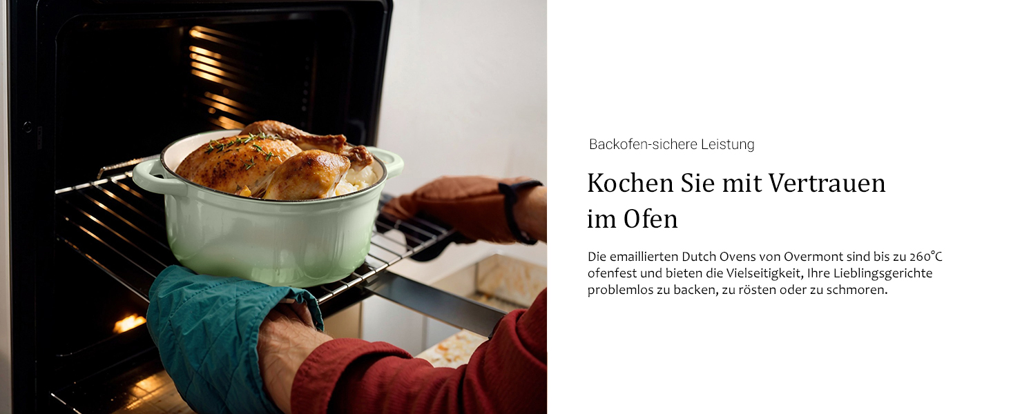 Чавунна казан-каструля Overmont з емалевим покриттям 26см, 5.2л, Bean Green — універсальний горщик для тушкування та запікання з кришкою та кулінарною книгою