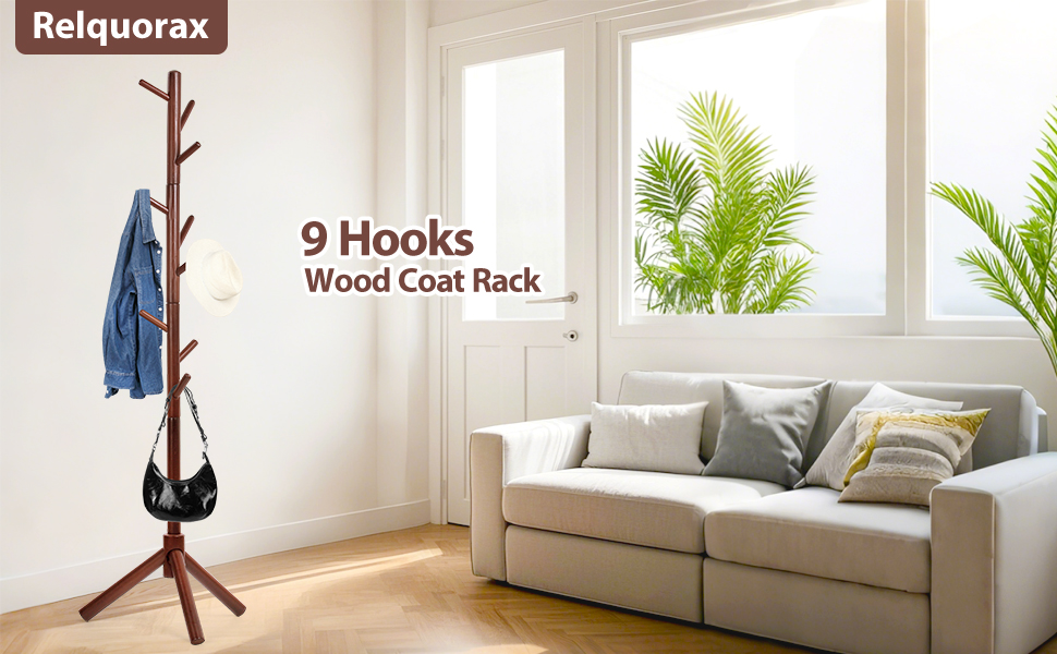 Дерев'яний вішак для одягу з буку, 9 гачків, 3 положення по висоті, для одягу, шапок, шарфів, сумок (білий/коричневий)