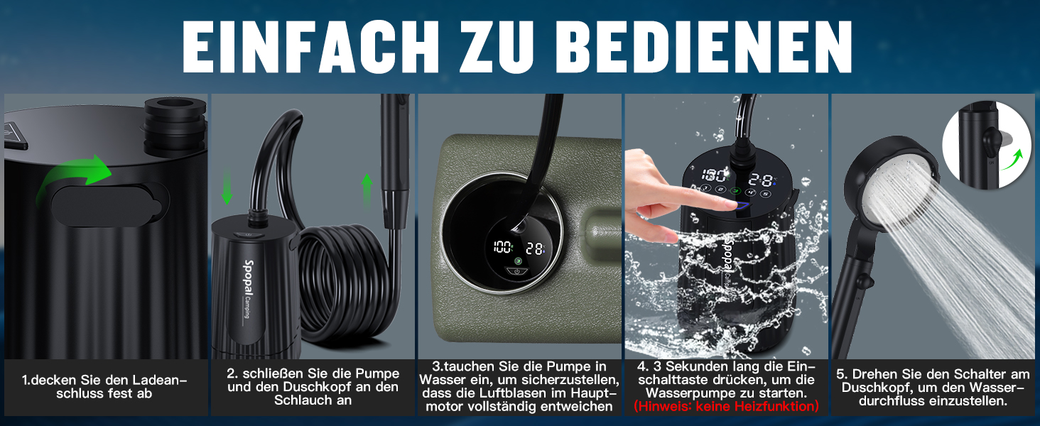 Портативна душова кабіна для кемпінгу з акумулятором 10000mAh та 20л баком, комплект для відпочинку на природі, саду, автомийки та тварин