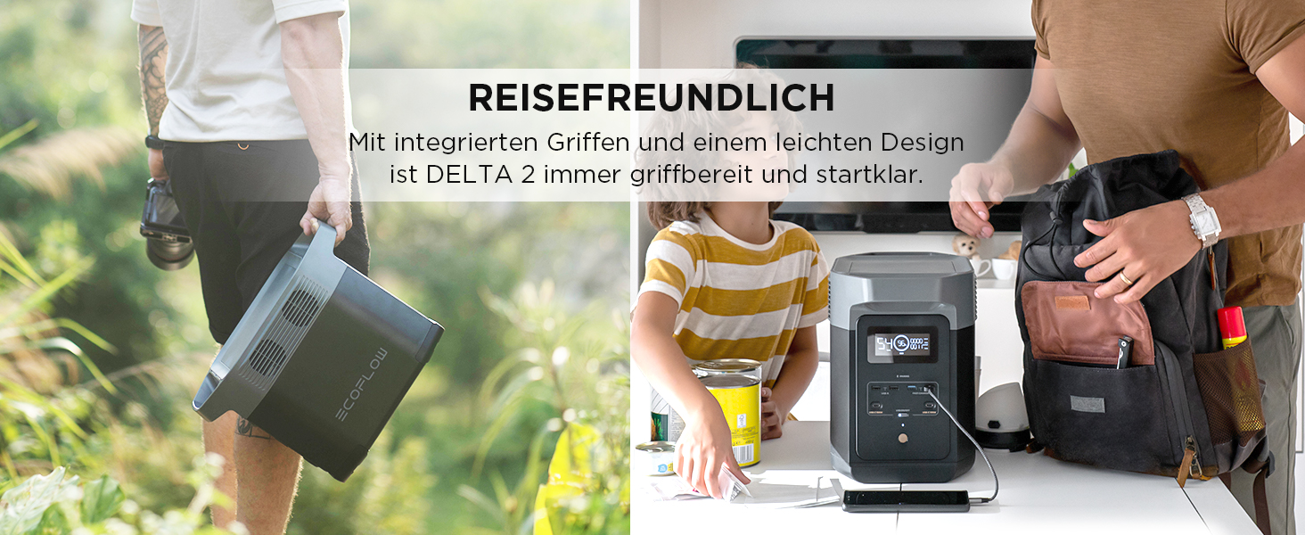 Електростанція EcoFlow Delta 2+ 220W: портативна, сонячна, 1024Wh, для кемпінгу та подорожей (Generalüberholt)