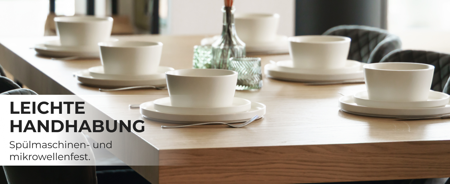 Набір посуду Miamio для 8 осіб (24 шт.) з кераміки, сучасний дизайн, безпечний для миття в посудомийній машині та використання в мікрохвильовій печі, білий, преміум-якість