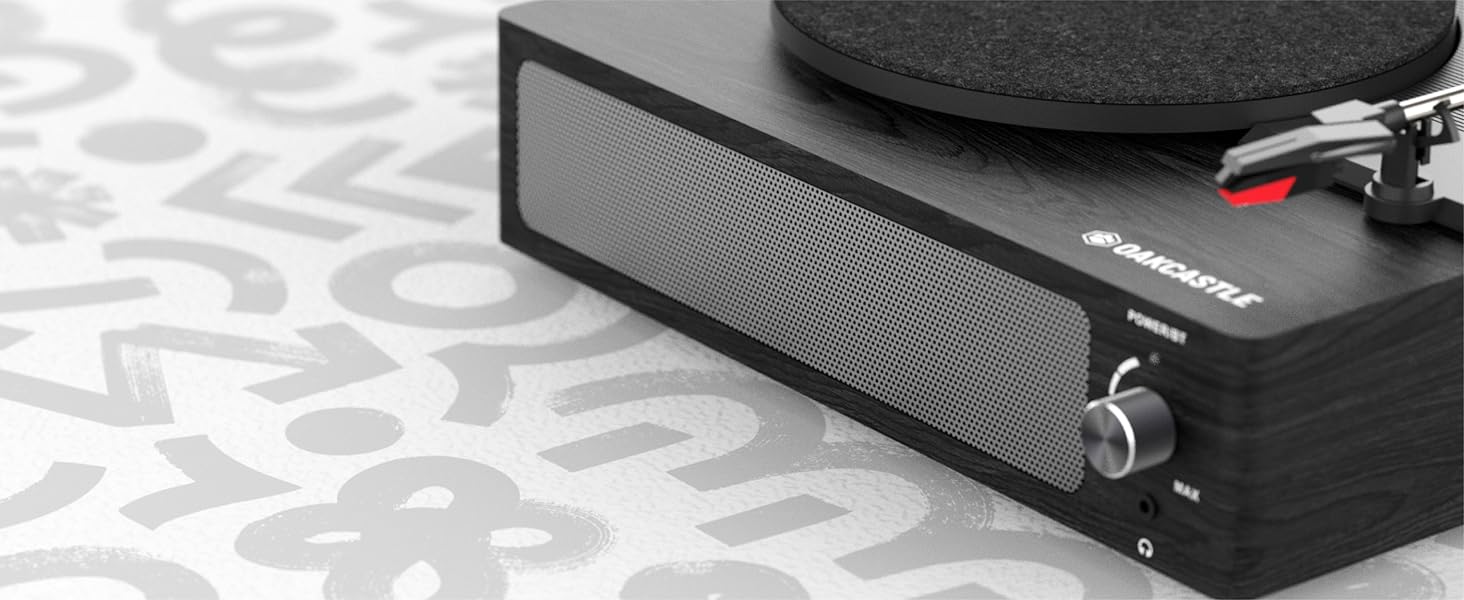 Вініловий програвач Oakcastle TT100 з Bluetooth 5.0, AUX, RCA, вбудованими динаміками, ретро-дизайн, адаптер 45 RPM, програвач платівок преміум-якості