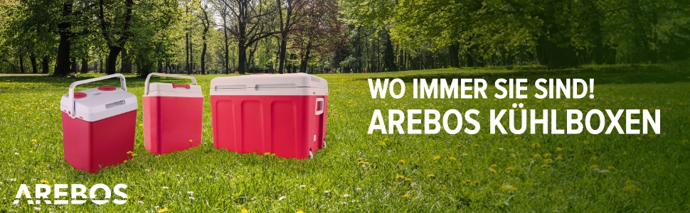 Автомобільний холодильник Arebos 40 л з функцією охолодження та підігріву, 12/230V, червоний