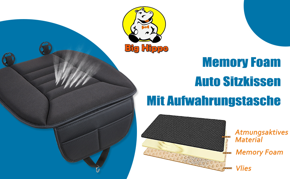 Подушка для автокрісла Big Ant Memory Foam, ортопедична, для автомобіля, офісу, інвалідного візка, , чорна