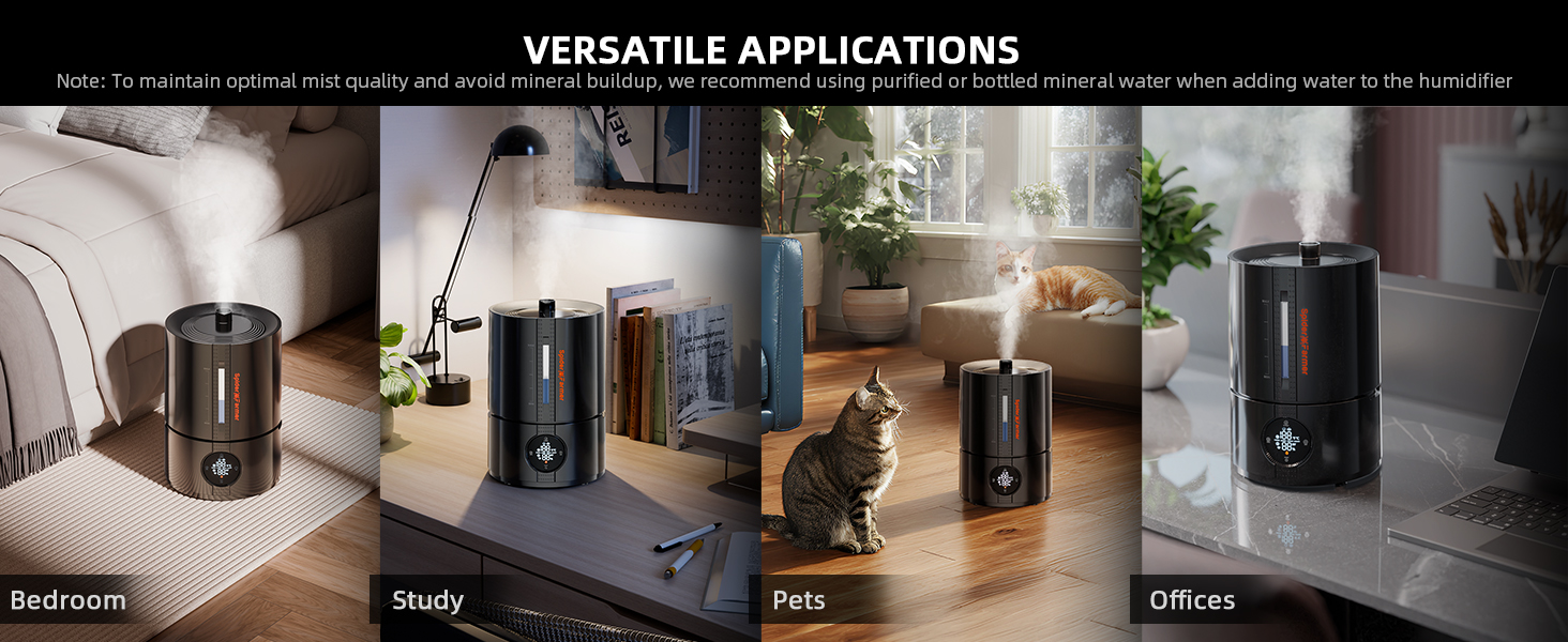 Зволожувач повітря Spider Farmer Neuer 5л для рослин, теплиці, кімнати з гігрометром та автовимкненням, чорний