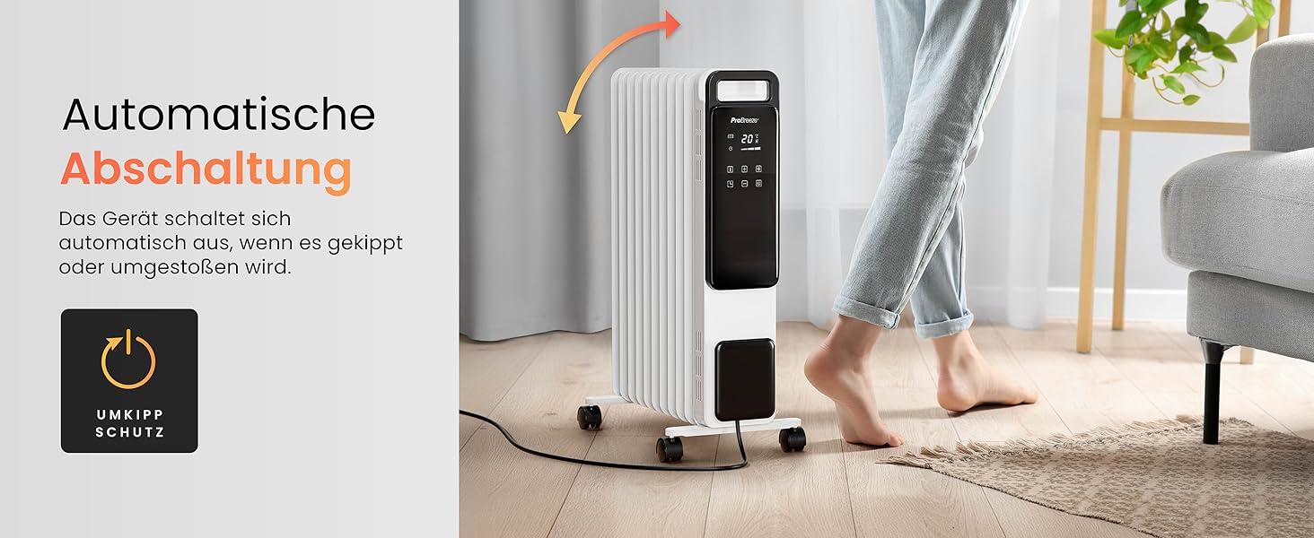 Електричний масляний радіатор Pro Breeze OmniWarm 2500W з 11 ламелями - енергозберігаюча теплова гармата з термостатом, таймером та захистом