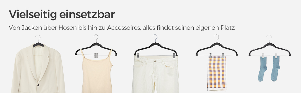 Набір вішалок SONGMICS з оксамитовим покриттям, 20 шт., для штанів, пальто, суконь, чорний.