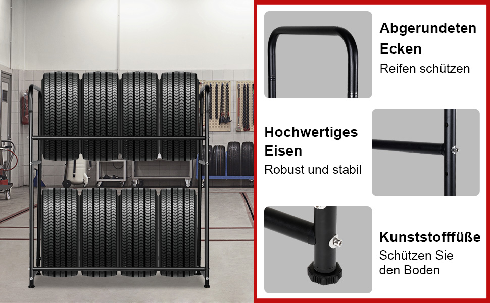 Стелаж для шин 107x46x117 см на 8 шин, посилений, з захисним чохлом для гаража, майстерні, льоху