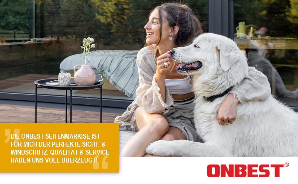 ONBEST висувна бічна маркіза 200x300 см – захист від сонця, вітру та сторонніх поглядів для тераси, балкона, саду