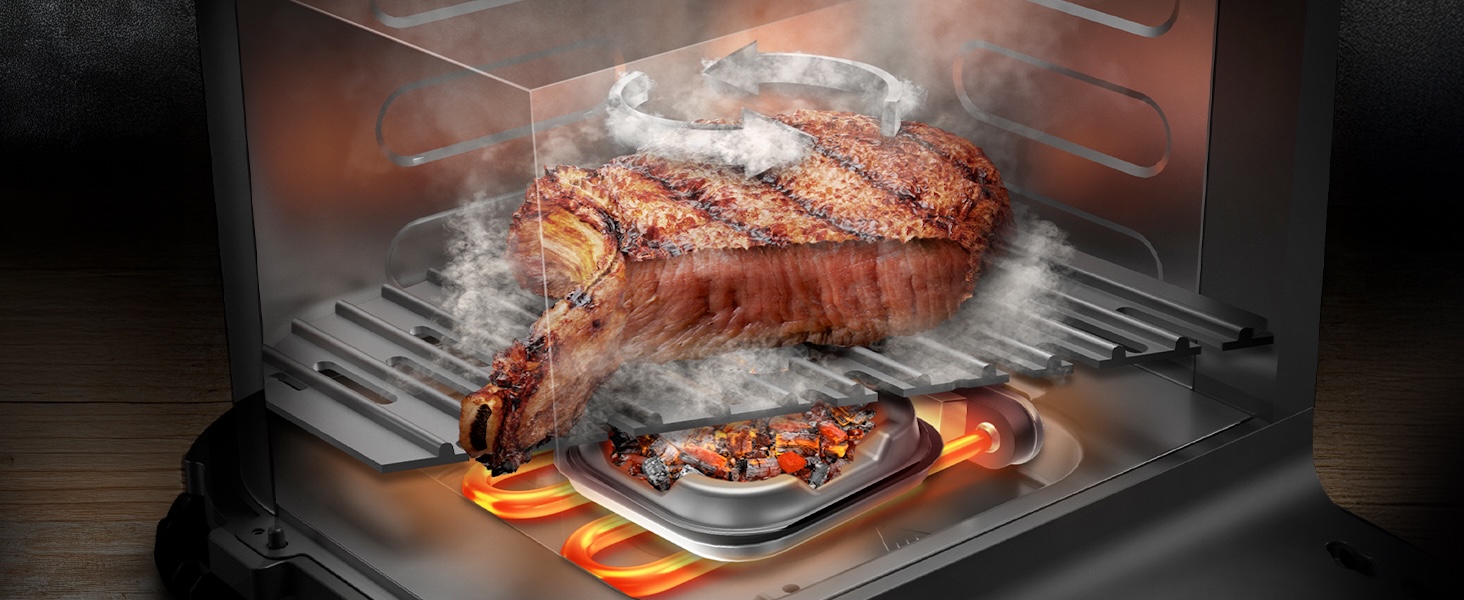 Аерофритюрниця-гриль Cecotec Cecofry&Grill Smokin' 6500 Plus 6.5л, 2200 Вт, з функцією копчення, гриль-платою та вікном, чорна