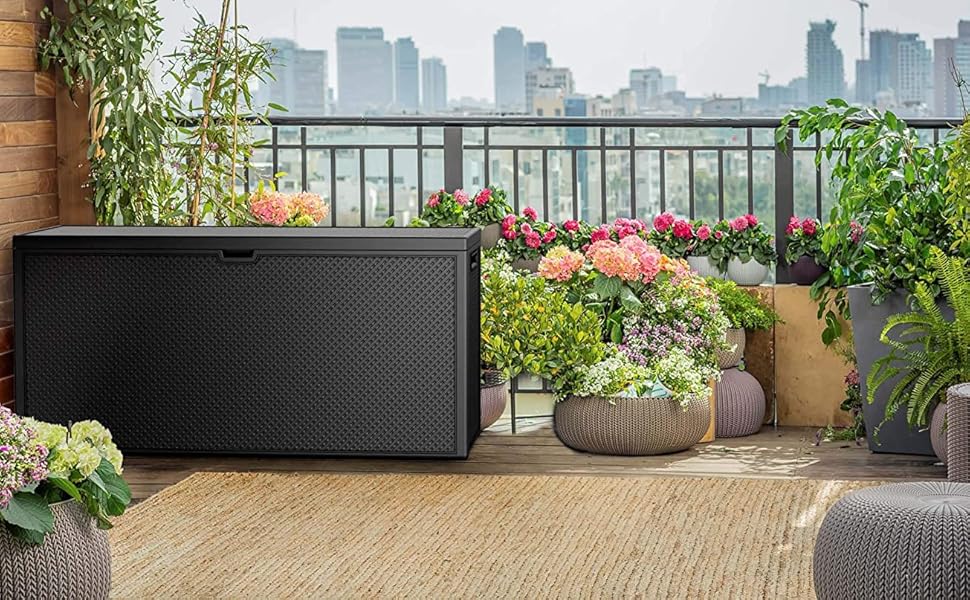 Ящик для зберігання Koll Living 270л з ручками та колесами для подушок, садових інструментів та іграшок - водонепроникний, вентильований