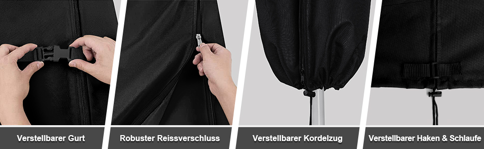 Захисний чохол для парасольки (400см) - водонепроникний, стійкий до УФ, для саду та ринку, чорний