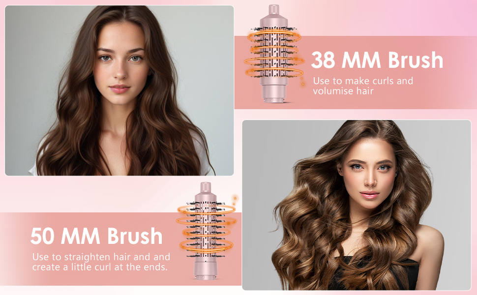 Набір для укладки волосся 3 в 1 Rotierend Air Styler (Рожевий) - Фен-щітка, обертова щітка, термощітка для сушіння, випрямлення та укладки