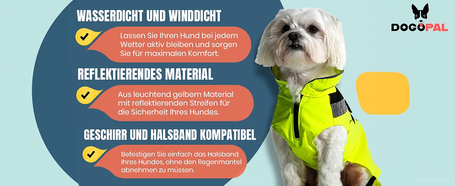 Водонепроникний дощовик для собак DOGOPAL зі світловідбиваючими смугами (XL, жовтий)