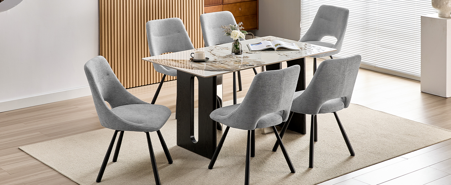 Обідні стільці поворотні, комплект 2 шт., 180° поворот, м'яке сидіння з кашмір-бавовни, чорні металеві ніжки, для вітальні, кухні, їдальні