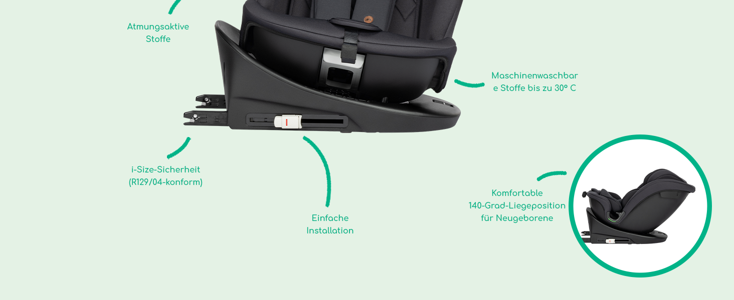 Дитяче автокрісло Bebeconfort RevolveFix 360 i-Size (40–150 см), поворотне, колір Full Black