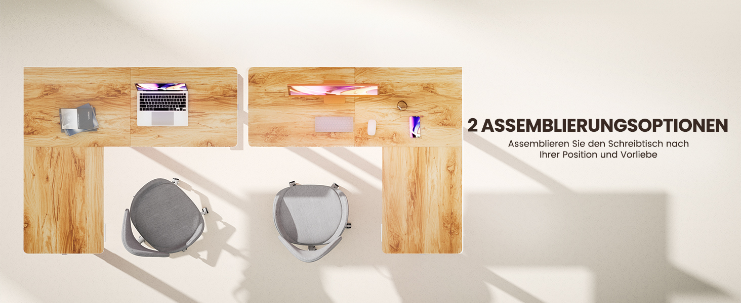 Електричний кутовий стіл ErGear з регулюванням висоти, 160 x 140 см, білий, з індивідуальним мотором та 4-ма пам'ятями