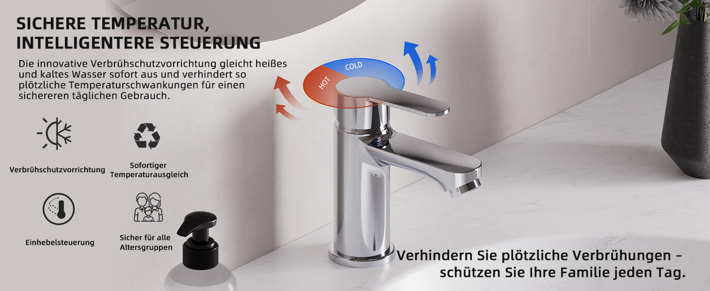 Змішувач для ванної кімнати BELZ, одноручний, для умивальника, хром, водозберігаючий, енергозберігаючий, висота виливу 78 мм