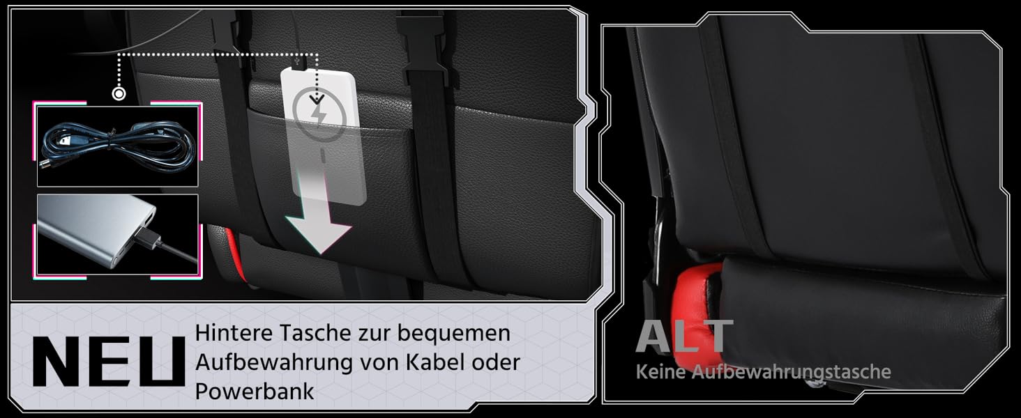 Ігровий крісло Yaheetech з масажем, регульована спинка 90-135°, комп'ютерне крісло з підніжкою, білий/червоний