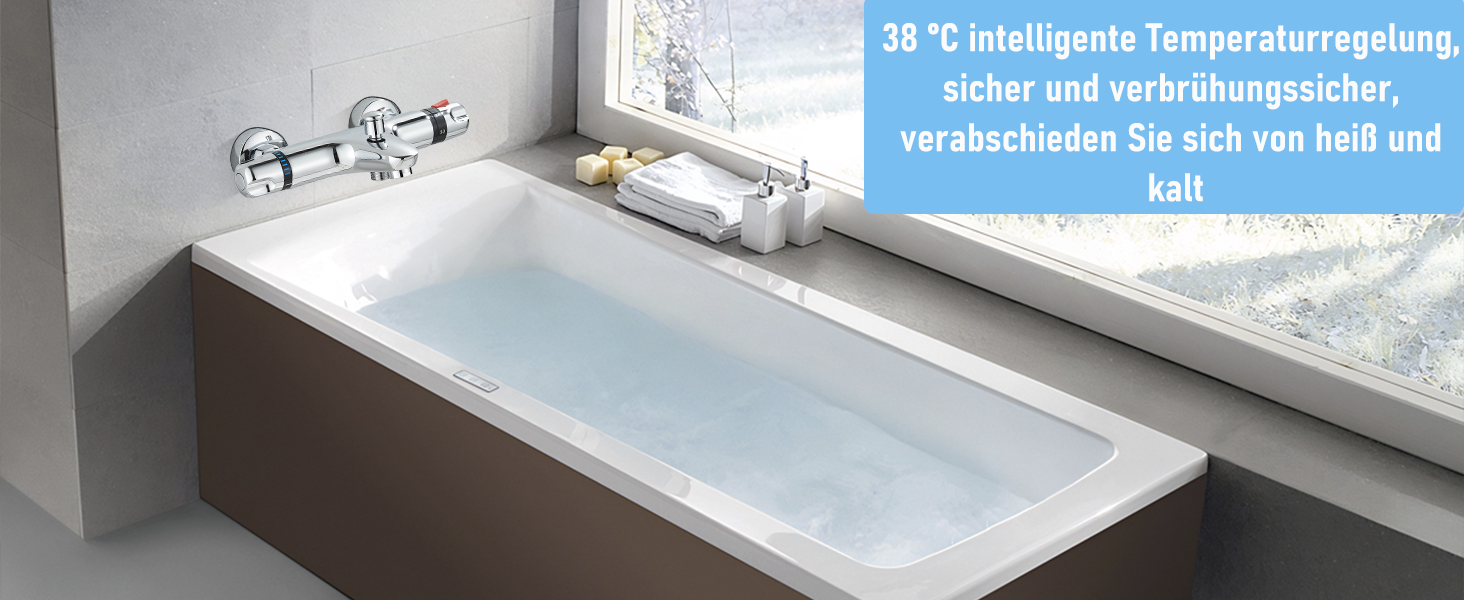 Змішувач для ванни з термостатом, настінний монтаж, хром. Змішувач для ванни та умивальника для ванної кімнати