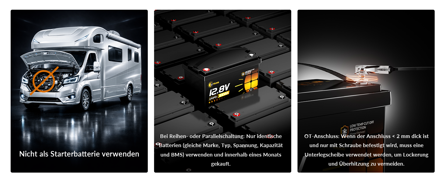 LiFePO4 акумулятор 12V 100Ah H190 з Bluetooth 5.4 для кемперів та житлових будинків на колесах, сертифікація ECE R10