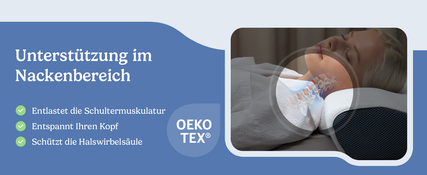Ортопедична подушка з ефектом пам'яті Derila Memory Foam для шиї та голови, для сну на боці, розмір King Size (60 x 35 см)