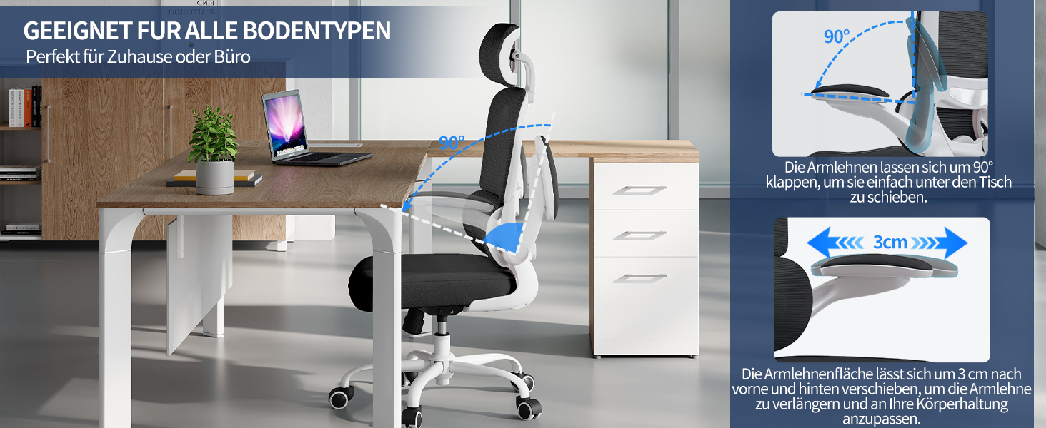 Ергономічне крісло TRALT для офісу з регульованою поперековою підтримкою та підголівником. Ігрове крісло, офісне крісло, крісло для дому, крісло для великих людей, 150 кг, біло-чорне