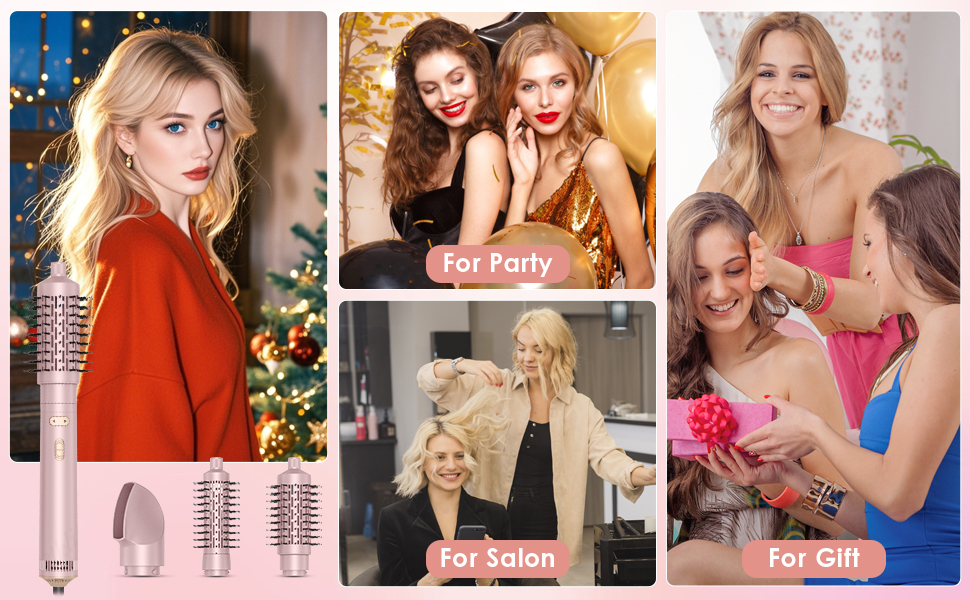 Набір для укладки волосся 3 в 1 Rotierend Air Styler (Рожевий) - Фен-щітка, обертова щітка, термощітка для сушіння, випрямлення та укладки