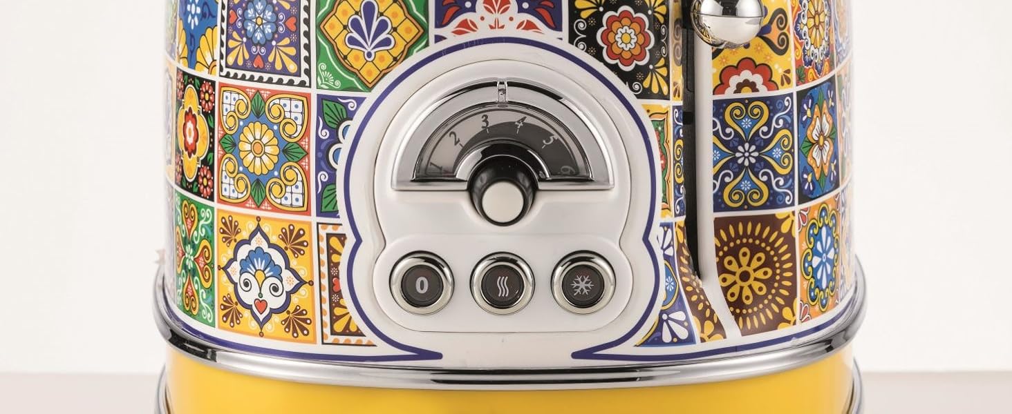 Тостер Ariete 155 Positano: 2 слоти, 6 режимів підсмажування, розморожування, підігрів, функція автоматичного викиду, 810 Вт, дизайн Mediterranes