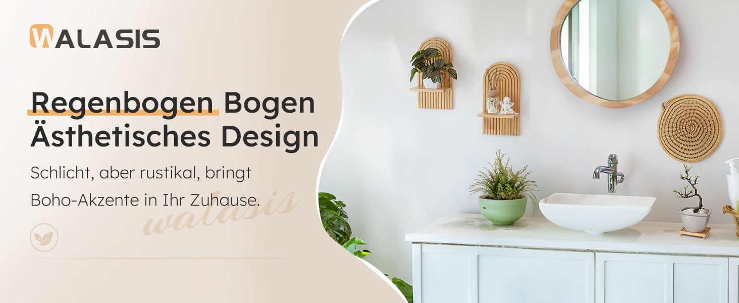Полиця на стіну дерев'яна Boho: Декор для дитячої кімнати, настінна полиця, міні-полиця для рослин у вітальню, спальню (Натуральне дерево)