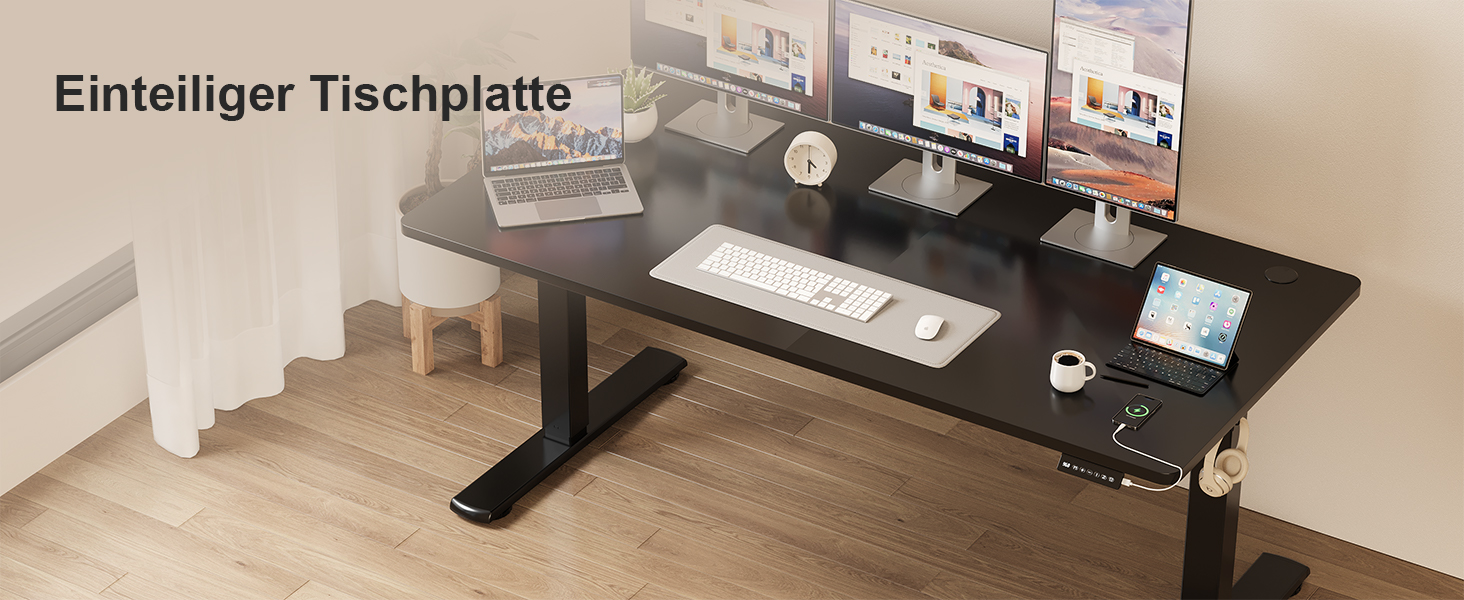 Регульований за висотою стіл JUMMICO з підйомним механізмом, пам'яттю, 110 x 60 см, чорний