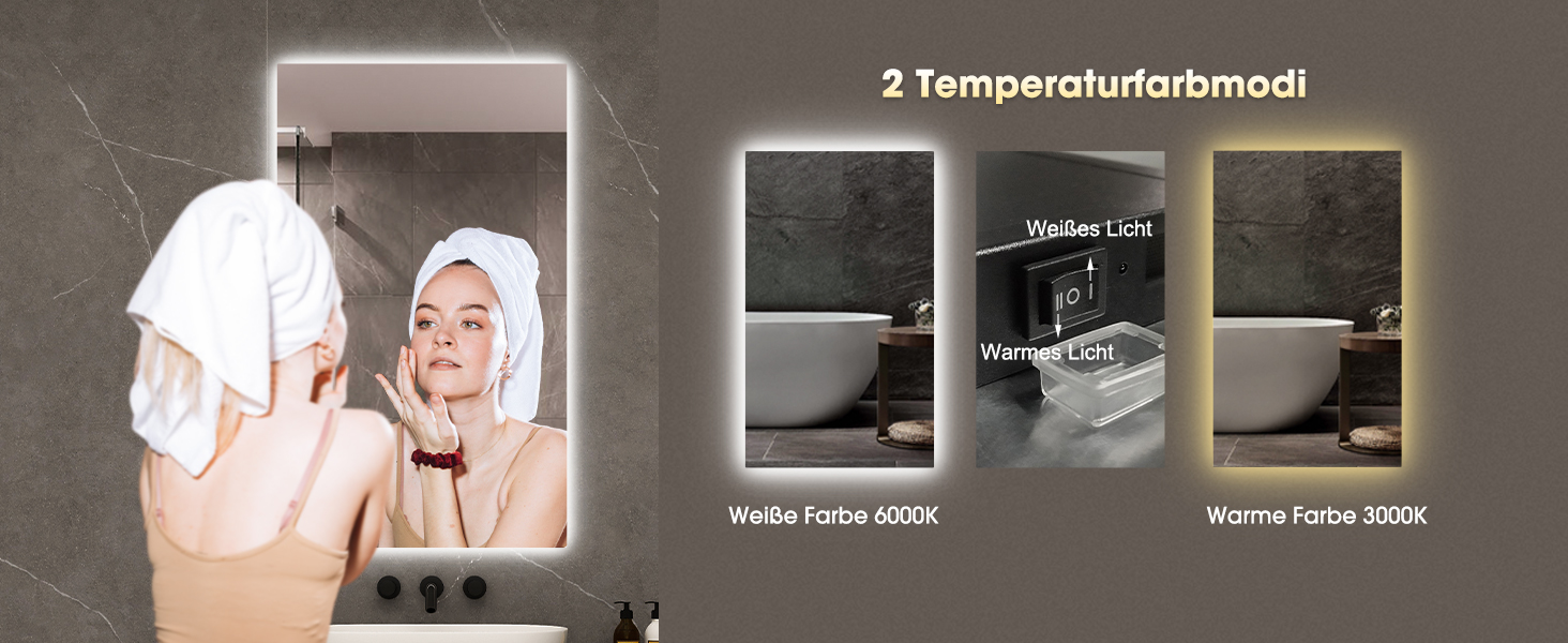 Дзеркало для ванної кімнати LED ByeCold 60x80 см з підсвічуванням, антизапарювання, WiFi, погода та дата, сенсорне управління