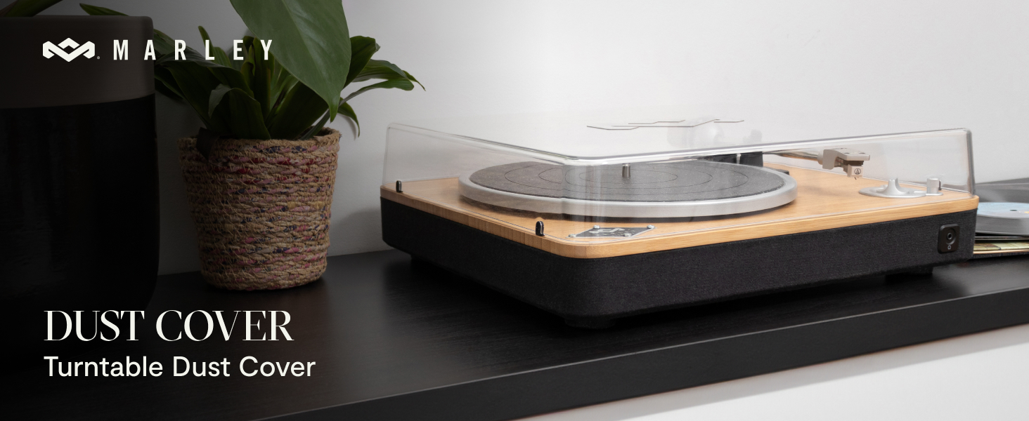 Бездротовий програвач вінілу House of Marley Stir It Up Bluetooth, екологічний, 33/45 об/хв, з попереднім підсилювачем, голівкою Audio-Technica, корпус з бамбука, з кришкою від пилу