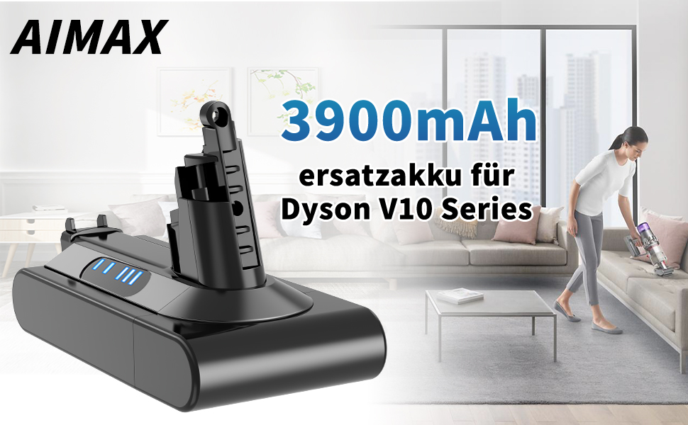 Змінна батарея AIMAX 3900 мАг для Dyson V10 Absolute/Animal/Slim, 25,2 В з гвинтами та викрутками