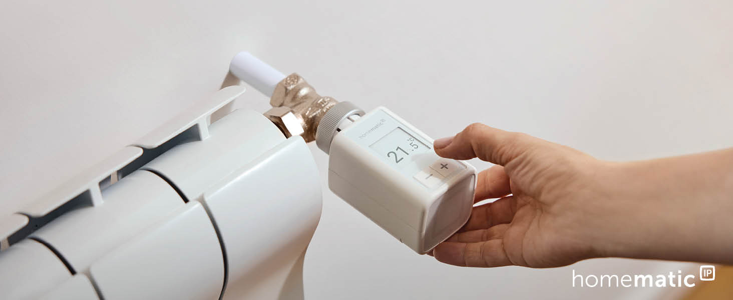 Homematic IP Термостат радіатора Smart Home – цифровий термостат для опалення з керуванням через додаток, сумісний з Alexa та Google Home, легка установка, енергозбереження (153412A3, окремо)