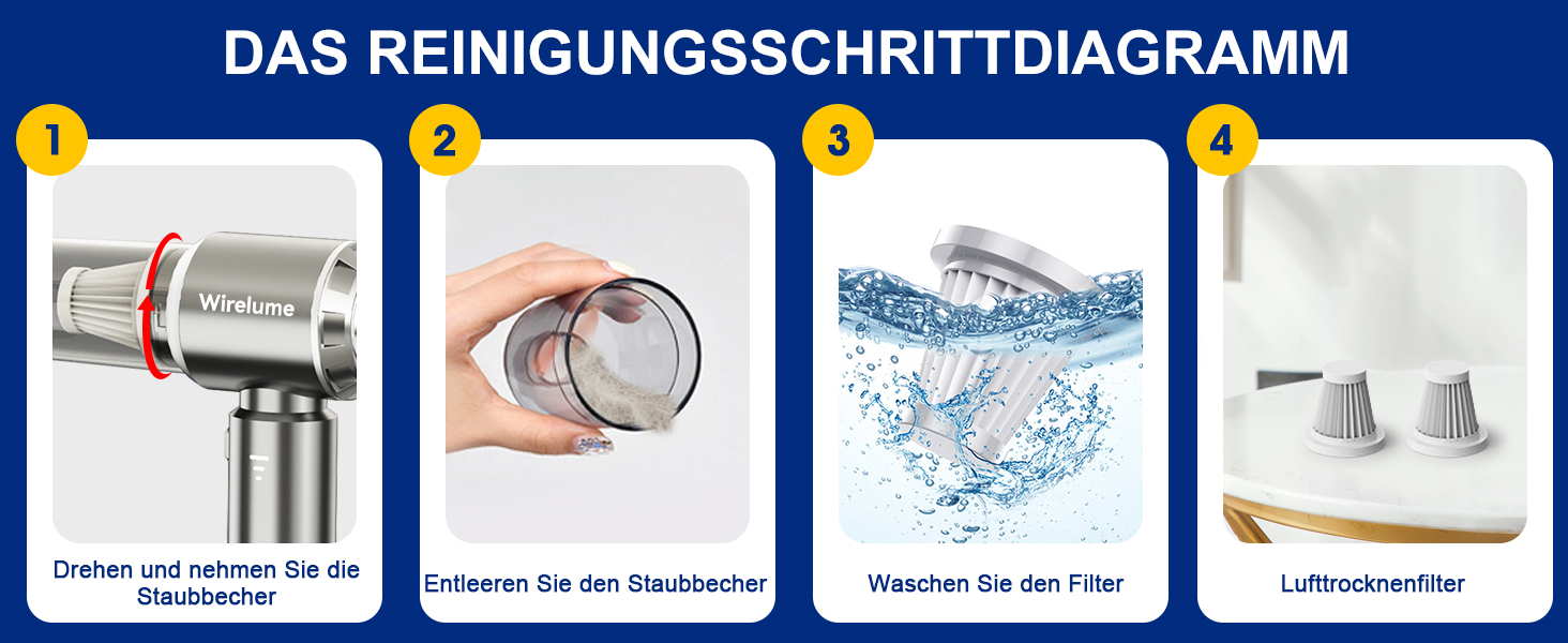 Акумуляторний ручний автомобільний пилосос 4 в 1, потужність 22000 Па, циклонна система, 3 режими всмоктування, портативний бездротовий пилосос для авто та шерсті тварин (світло-сірий)