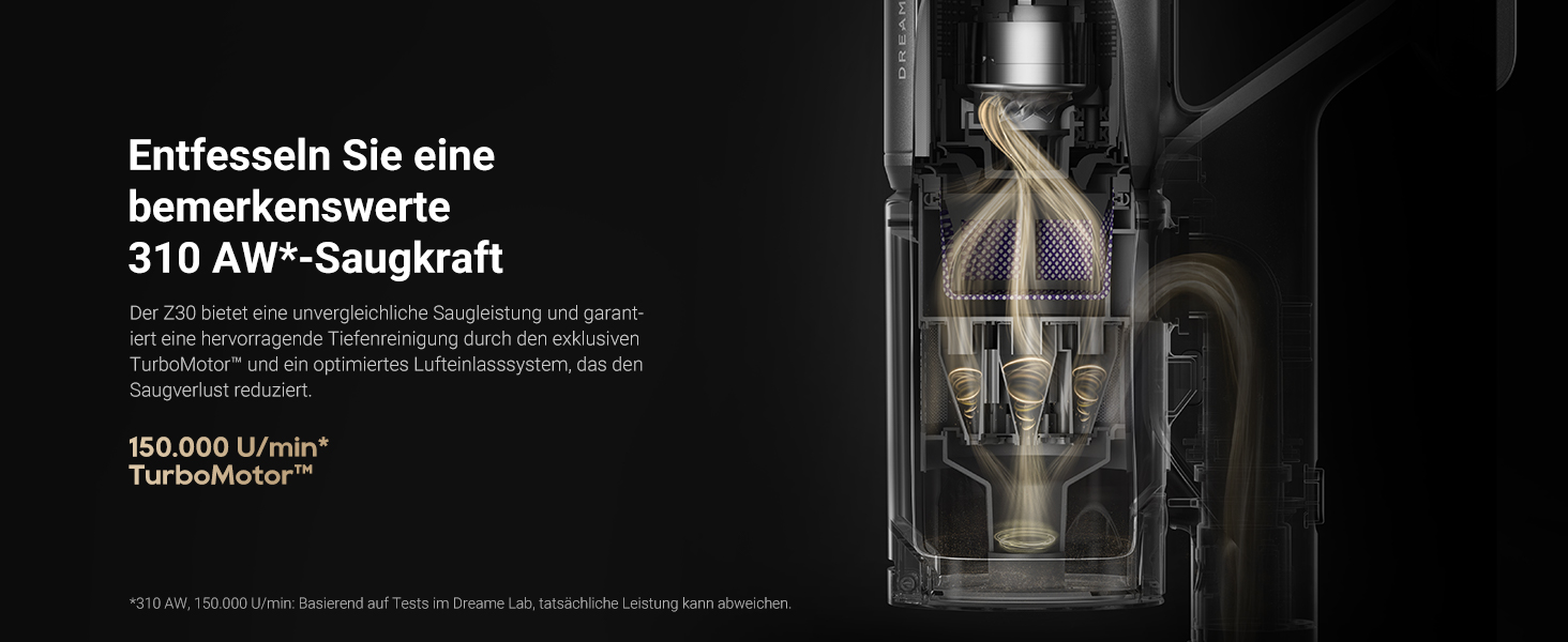 Dreame Z30 - Бездротовий пилосос з потужністю 190AW, LED-дисплеєм та турбо-щіткою для видалення шерсті тварин, 90 хвилин роботи, ідеальний для прибирання дому