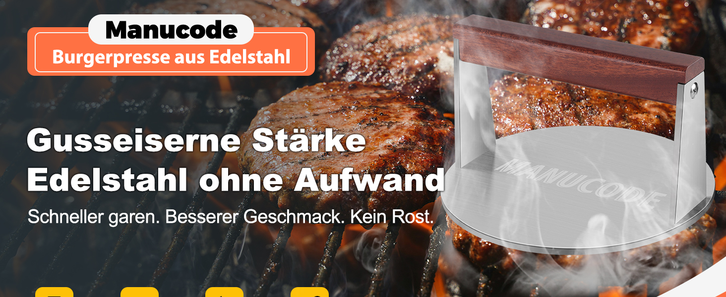 Пресс для смаження бургера з нержавіючої сталі, 17 см, 1000 г, Burger Smasher, Fleischbeschwerer для стейків