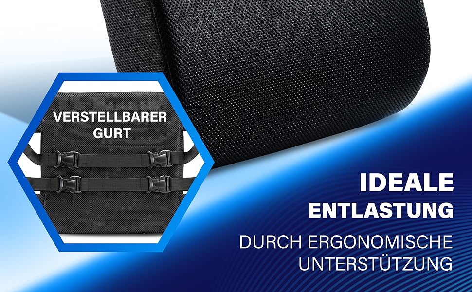 Ергономічна подушка під поперек Healthfix з ефектом пам'яті для офісного стільця, авто та дивана (розмір Medium, 70-90 кг)